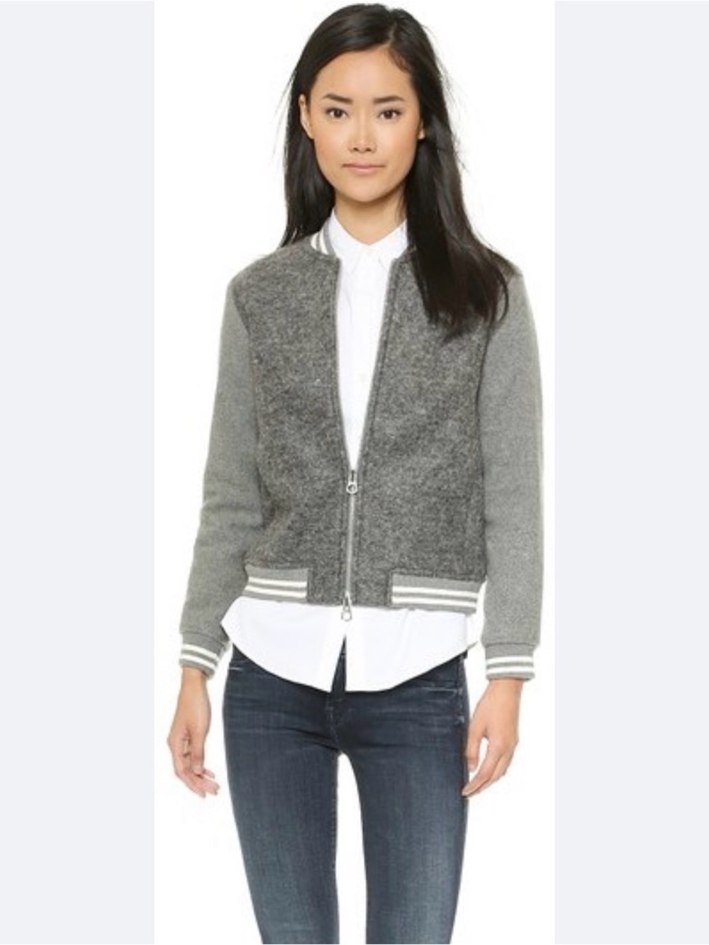 Made Grey Bomber Jacket with Contrast Trim